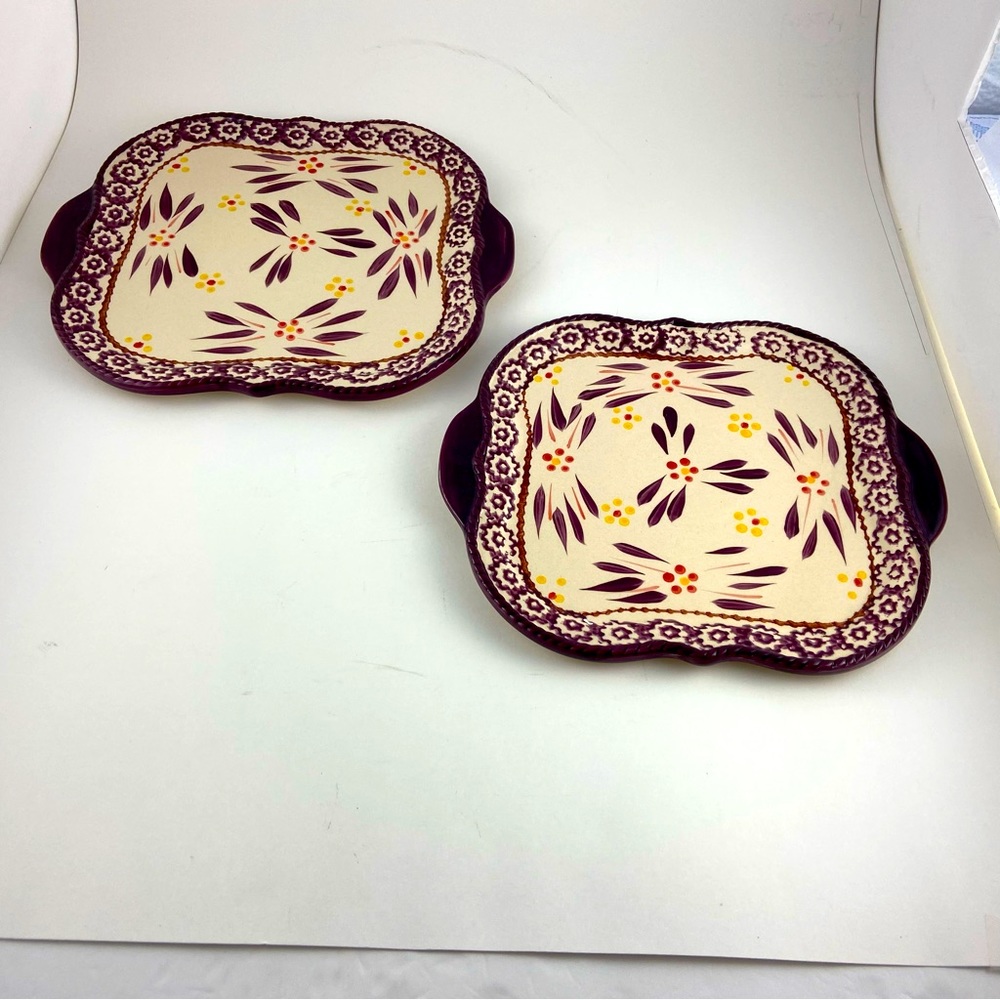 Temptations by Tara Old World Purple Square Plates PPP SQ 944576 8" & 8 3/4"